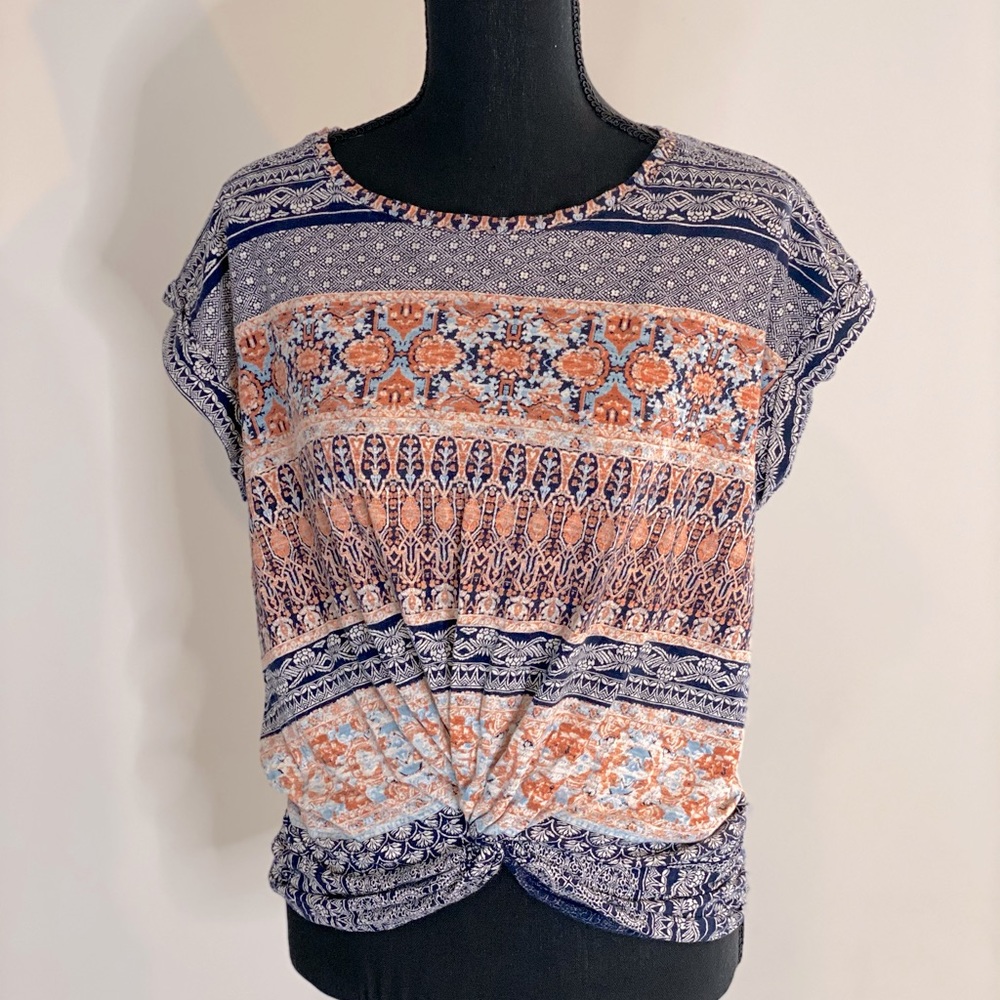 Lucky Brand Knot-Front Printed Tee